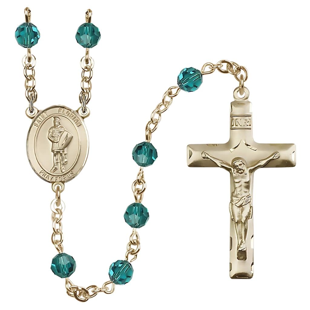 Bliss St. Florian Center Gold-filled 6mm Austrian Zircon Crystal Rosary