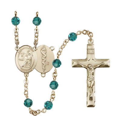 St Luke the Apostle Doctor 14kt Gold-filled 6mm Austrian Zircon Crystal Rosary, Bliss Manufacturing