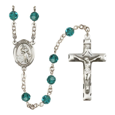 St. Joan of Arc Sterling Silver Crystal Rosary in Zircon, Bliss Manufacturing