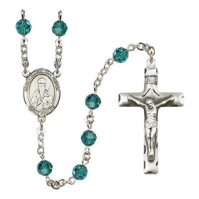 St. Basil the Great Sterling Silver 6mm Austrian Crystal Rosary in Zircon, Bliss Manufacturing