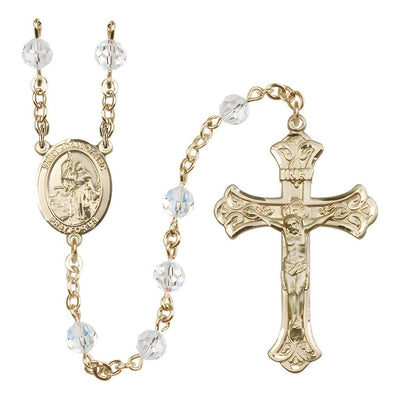 St. Joan of Arc 14kt Gold 6mm Austrian Crystal Rosary, Bliss Manufacturing