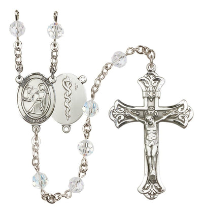 Doctor St Luke Sterling Silver Crystal Flared Crucifix Rosary, Bliss Manufacturing
