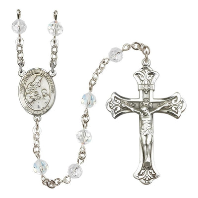 St. Margaret of Scotland Birthstone Sterling Silver Rosary in Clear in Crystal, Bliss Manufacturing