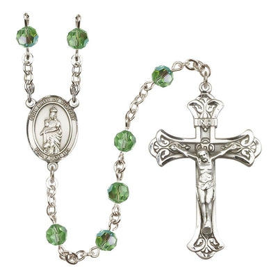 Our Lady of Victory Sterling Silver August Birthstone Peridot 6mm Austrian Crystal Rosary, Bliss Manufacturing