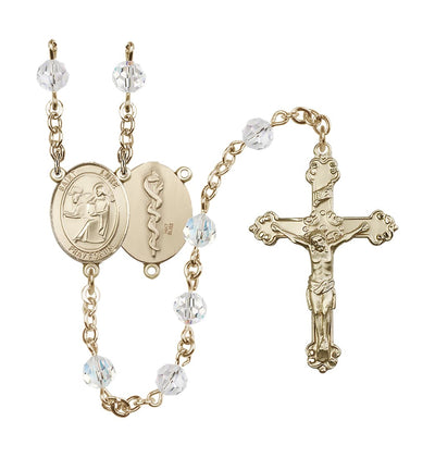 St Luke the Apostle Doctor Gold-filled Crystal Ornate Rosary, Bliss Manufacturing