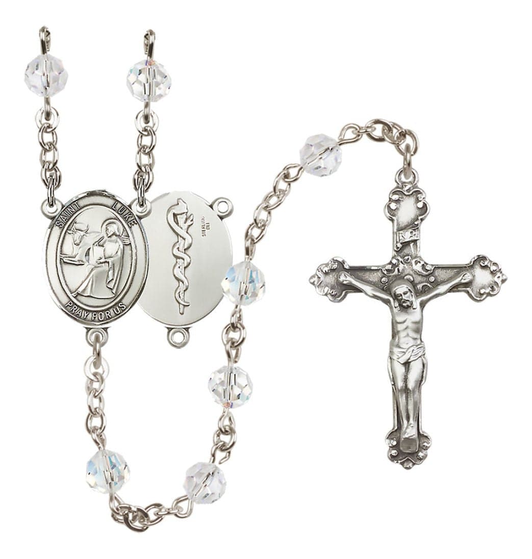 Bliss St Luke the Apostle Doctor Sterling Silver Crystal Rosary,