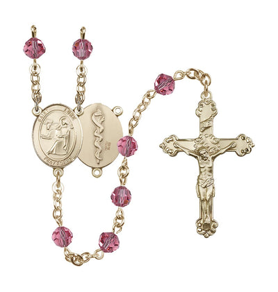 St Luke the Apostle Doctor Gold-filled Rose Crystal Ornate Rosary, Bliss Manufacturing