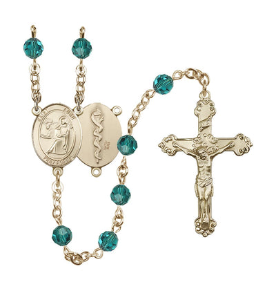 St Luke the Apostle Doctor Gold-filled Zircon Crystal Ornate Rosary, Bliss Manufacturing