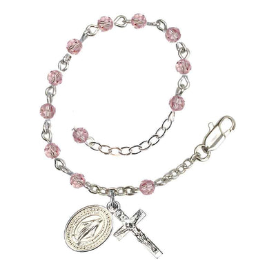 Mother Miraculous 4mm Austrian Crystal Silver-plated Rosary Bracelet. Comes in a Gift Box (view 2)