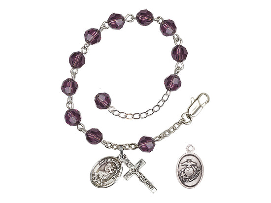 Bliss St Christopher Marine Silver Austrian Crystal Rosary Bracelet