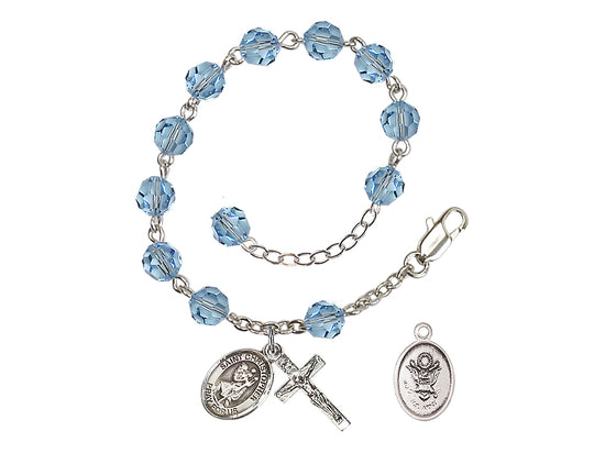 Bliss St Christopher Army Silver-plated Austrian Crystal Rosary Bracelet