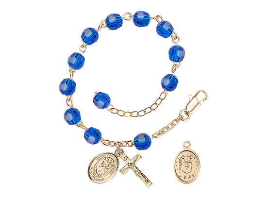 Bliss St Christopher Air Force Gold Austrian Crystal Rosary Bracelet