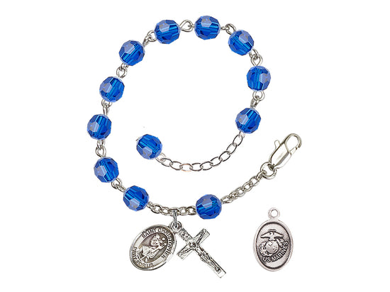 Bliss St Christopher Marine Silver Austrian Crystal Rosary Bracelet