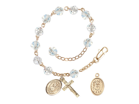 Bliss St Christopher Air Force Gold Austrian Crystal Rosary Bracelet