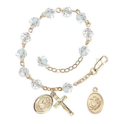 St Christopher Marine Gold Austrian Crystal Rosary Bracelet, Bliss Manufacturing