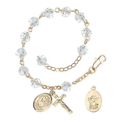 St Christopher Navy Gold Austrian Crystal Rosary Bracelet, Bliss Manufacturing
