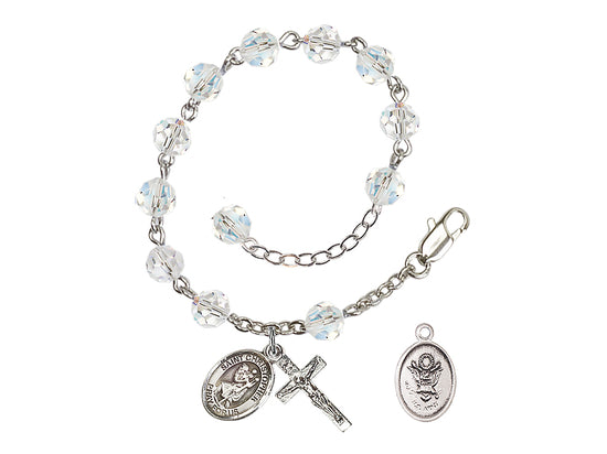 Bliss St Christopher Army Silver-plated Austrian Crystal Rosary Bracelet