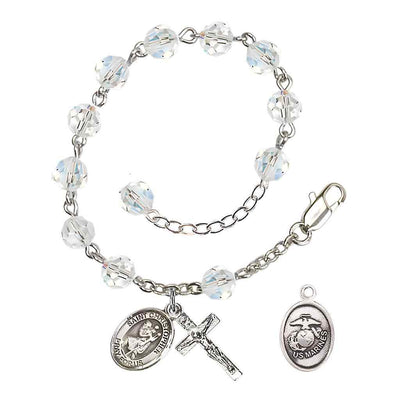 St Christopher Marine Silver Austrian Crystal Rosary Bracelet, Bliss Manufacturing