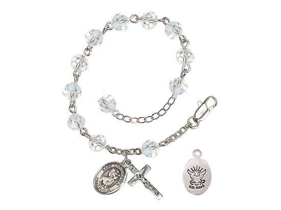 Bliss St Christopher Navy Silver Austrian Crystal Rosary Bracelet