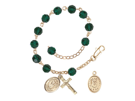 Bliss St Christopher Air Force Gold Austrian Crystal Rosary Bracelet