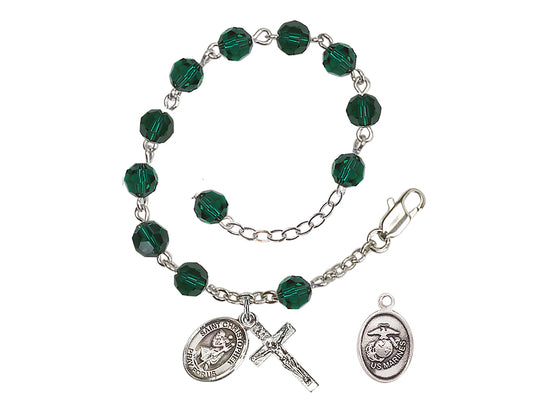 Bliss St Christopher Marine Silver Austrian Crystal Rosary Bracelet