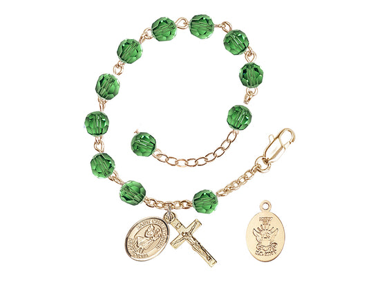 Bliss St Christopher Navy Gold Austrian Crystal Rosary Bracelet