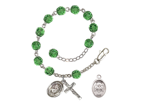 Bliss St Christopher National Guard Silver Austrian Crystal Rosary Bracelet