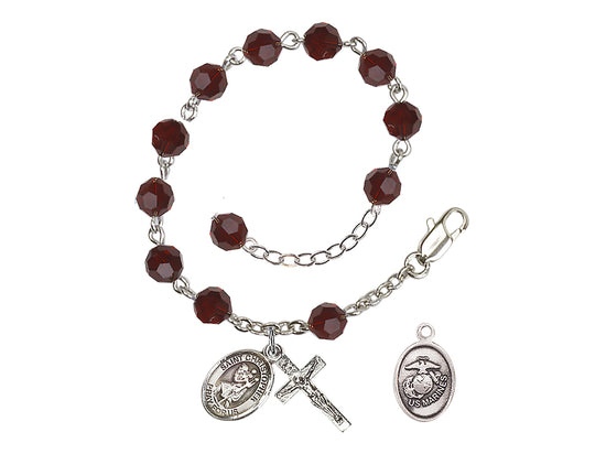 Bliss St Christopher Marine Silver Austrian Crystal Rosary Bracelet