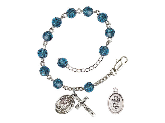 Bliss St Christopher Army Silver-plated Austrian Crystal Rosary Bracelet