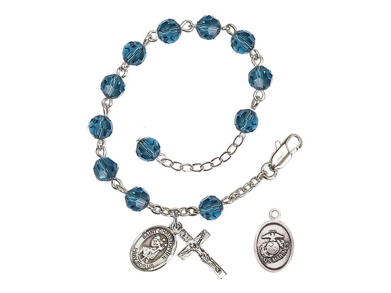 Bliss St Christopher Marine Silver Austrian Crystal Rosary Bracelet