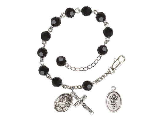 Bliss St Christopher Army Silver-plated Austrian Crystal Rosary Bracelet