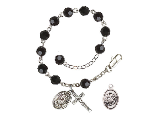 Bliss St Christopher Marine Silver Austrian Crystal Rosary Bracelet