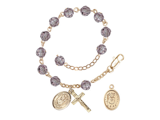 Bliss St Christopher Air Force Gold Austrian Crystal Rosary Bracelet