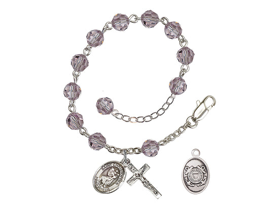 Bliss St Christopher Coast Guard Silver Austrian Crystal Rosary Bracelet