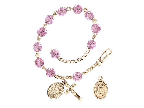 Bliss St Christopher Air Force Gold Austrian Crystal Rosary Bracelet