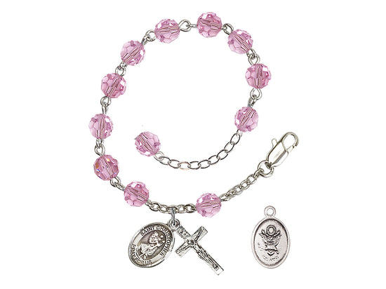 Bliss St Christopher Army Silver-plated Austrian Crystal Rosary Bracelet