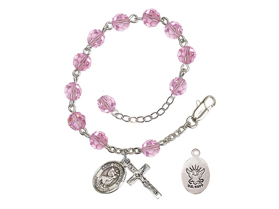 Bliss St Christopher Navy Silver Austrian Crystal Rosary Bracelet