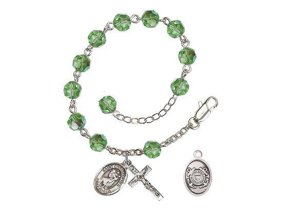 Bliss St Christopher Coast Guard Silver Austrian Crystal Rosary Bracelet