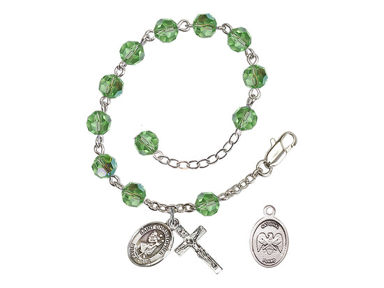 Bliss St Christopher National Guard Silver Austrian Crystal Rosary Bracelet