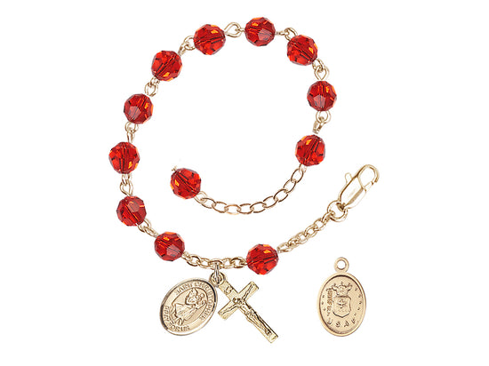 Bliss St Christopher Air Force Gold Austrian Crystal Rosary Bracelet