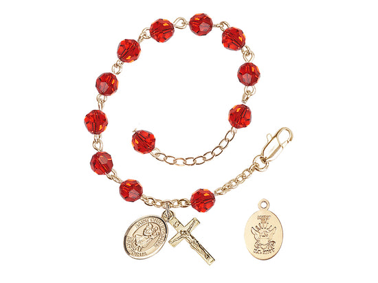 Bliss St Christopher Navy Gold Austrian Crystal Rosary Bracelet