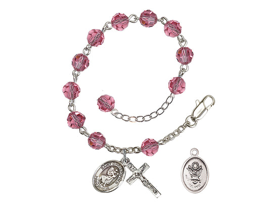 Bliss St Christopher Army Silver-plated Austrian Crystal Rosary Bracelet