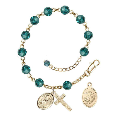 St Christopher Marine Gold Austrian Crystal Rosary Bracelet in Zircon, Bliss Manufacturing