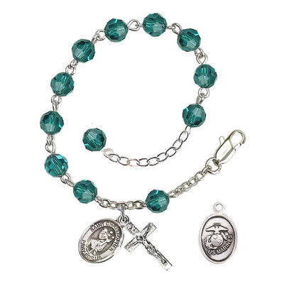 St Christopher Marine Silver Austrian Crystal Rosary Bracelet in Zircon, Bliss Manufacturing