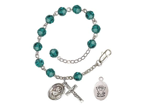 Bliss St Christopher Navy Silver Austrian Crystal Rosary Bracelet