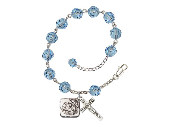 Bliss St Michael Marine Silver-plated 8mm Crystal Rosary Bracelet