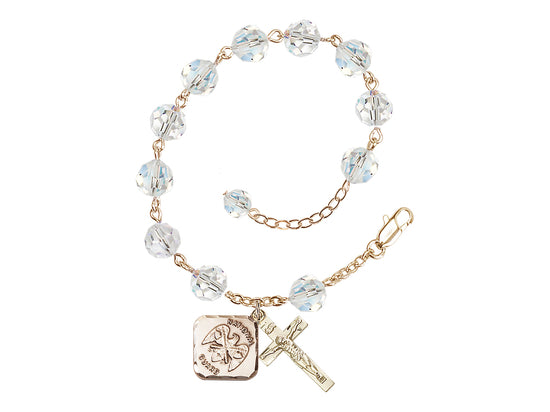 St Michael National Guard Gold-plated Crystal Rosary Bracelet