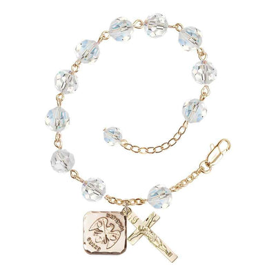 St Michael National Guard Gold-plated Crystal Rosary Bracelet, Bliss Manufacturing