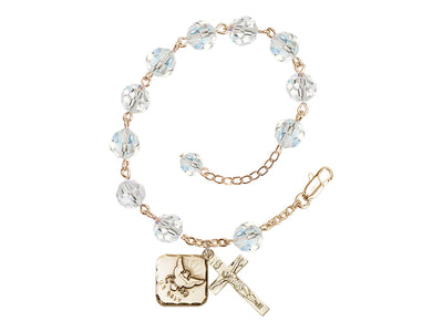 April Adjustable Gold Plated 8mm Austrian Crystal Rosary Bracelet, Bliss Manufacturing