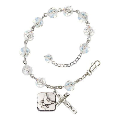 Adjustable Silver Plated 8mm Austrian Crystal Rosary Bracelet in Crystal, Bliss Manufacturing